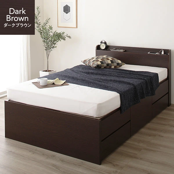 引き出し5杯大容量ベッド（棚付き）アイボリー