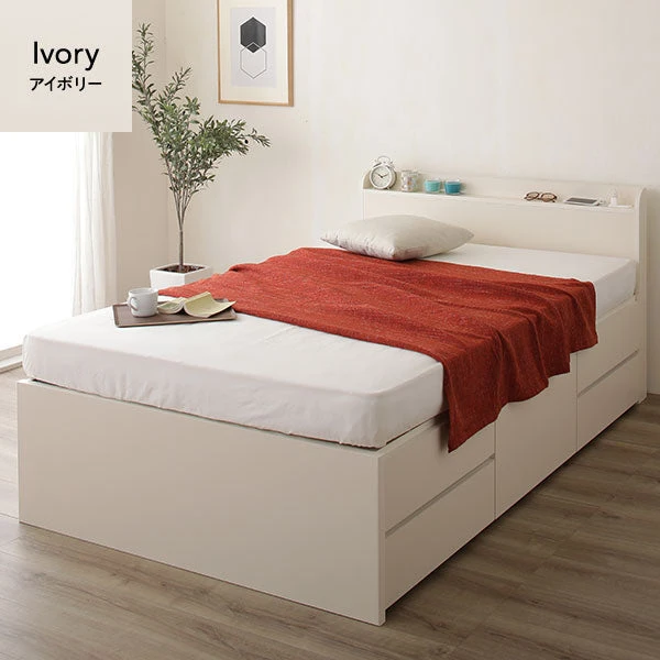 引き出し5杯大容量ベッド（棚付き）シャビーオーク