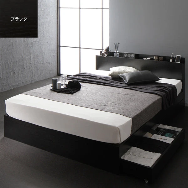 引き出し収納付きベッド ブラック
