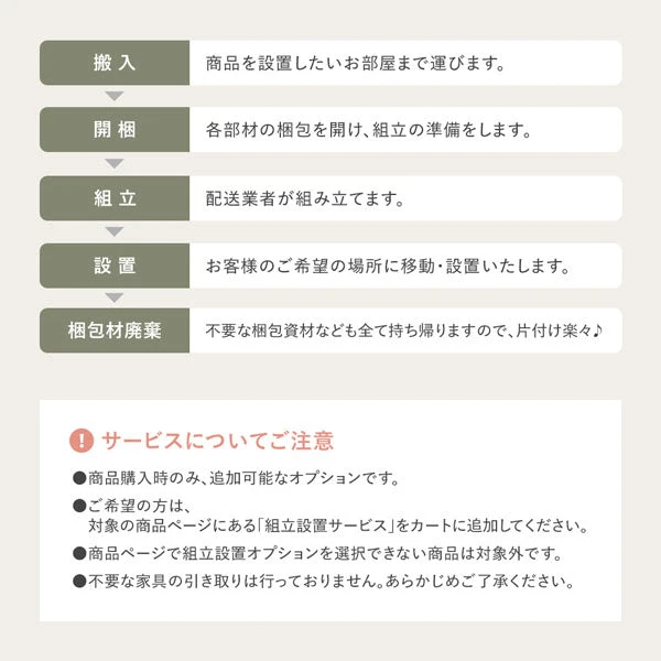 組立設置サービスについて