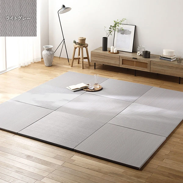 水拭き可 軽量 い草風 置き畳 ユニット畳 65cm幅 【単色】 ライトグレー