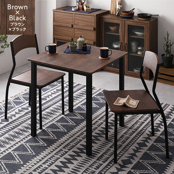 2人掛けダイニングセット（テーブル＋シンプルデザインチェア）ブラウン×ブラック