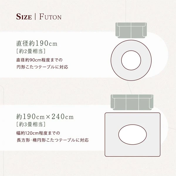 こたつ掛け布団 ・ サイズ