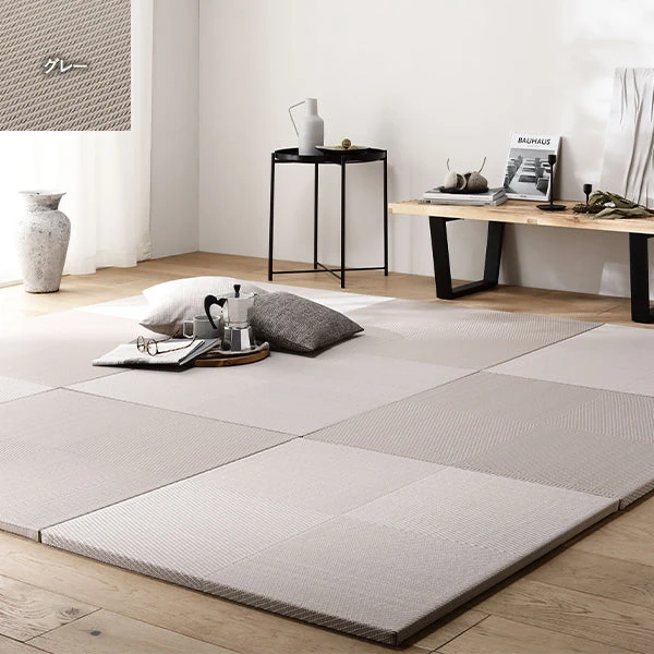 市松柄くすみカラー い草風 置き畳 ユニット畳【単色市松】82cm幅 グレー
