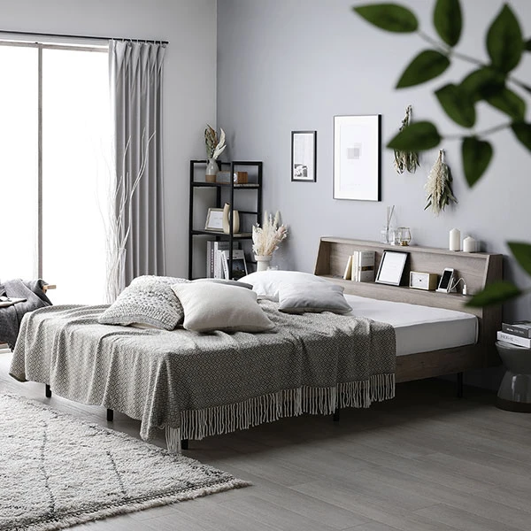 棚付きすのこベッド 脚付き コンセント付き