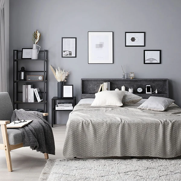 棚付きすのこベッド 脚付き コンセント付き