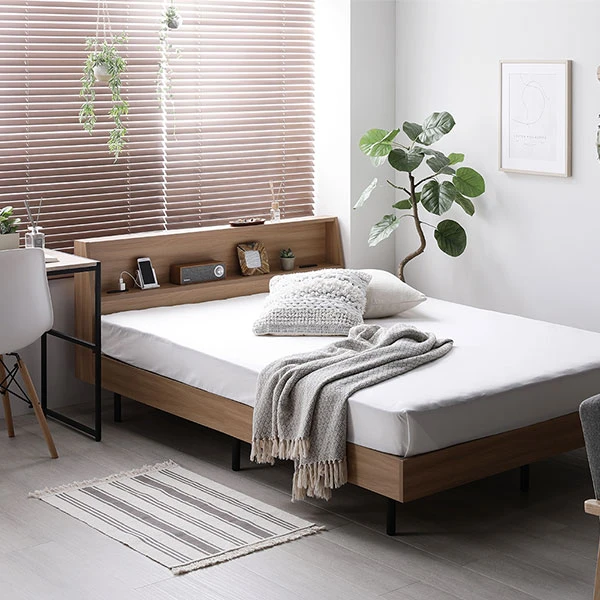 棚付きすのこベッド 脚付き コンセント付き