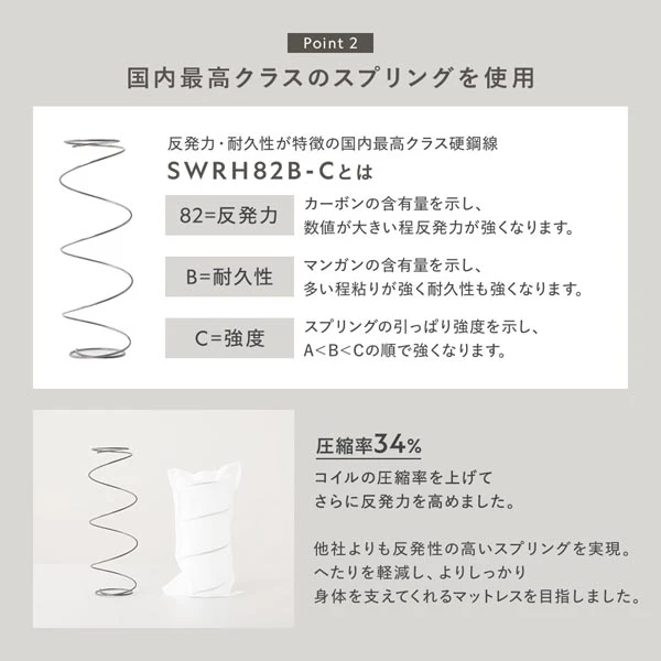 国内最高クラスのスプリングを使用