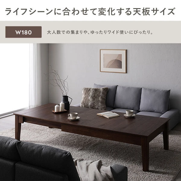 ライフシーンに合わせて変化する天板サイズ