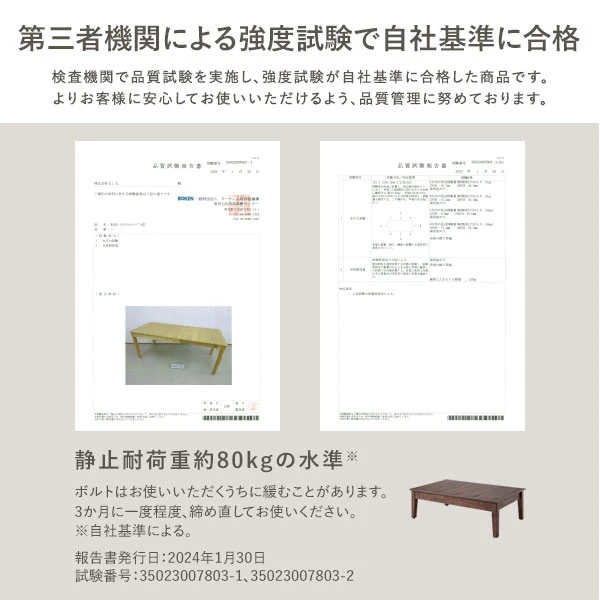 第三者機関による強度試験に合格