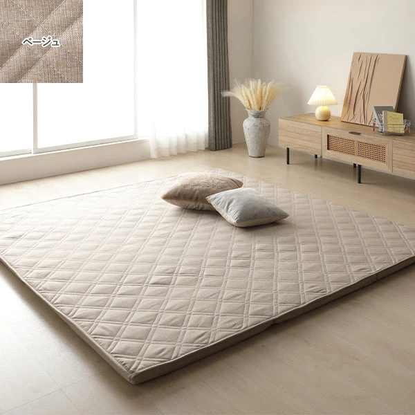 厚さが選べる 極厚 ラグ 185×185cm 厚み30mm ベージュ