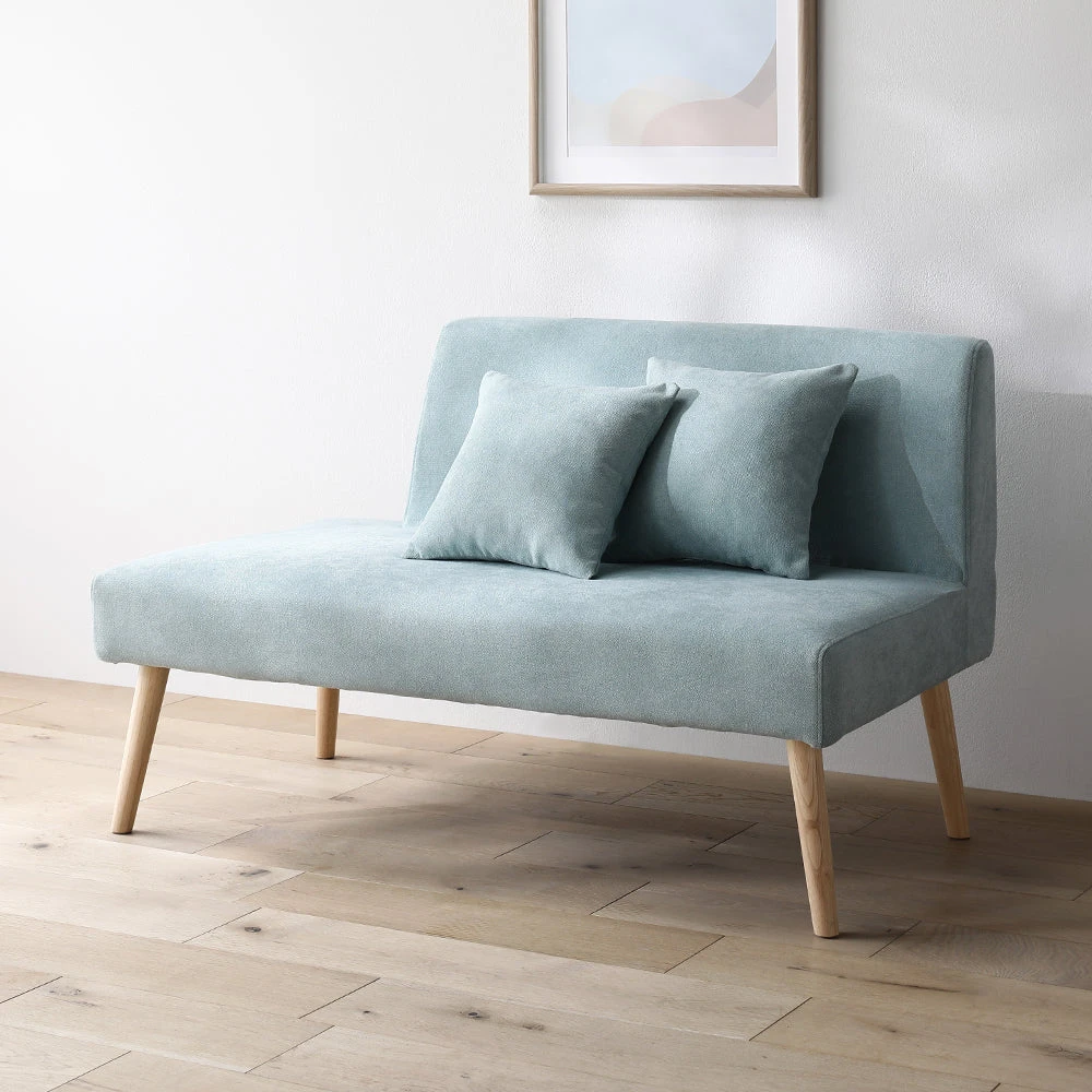 背付きベンチ単品 フルカバーリング仕様 ライトブルー 2人掛け 左背付きベンチ単品