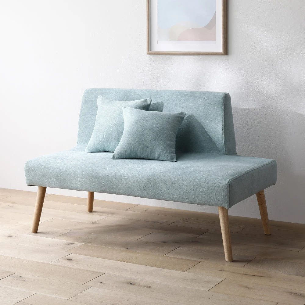 背付きベンチ単品 フルカバーリング仕様 ライトブルー 2人掛け 右背付きベンチ単品