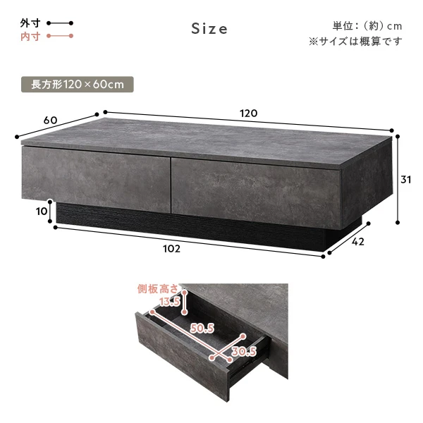 サイズ（長方形120×60cm）
