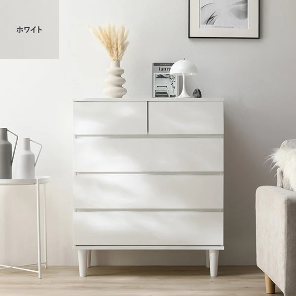 脚付き 木製チェスト 80cm幅 ホワイト