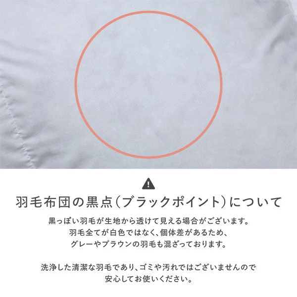 羽毛布団の黒点(ブラックポイント)について