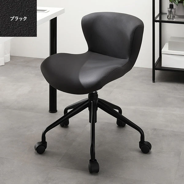 デスクチェア ブラック（ブラック脚） スエード調生地