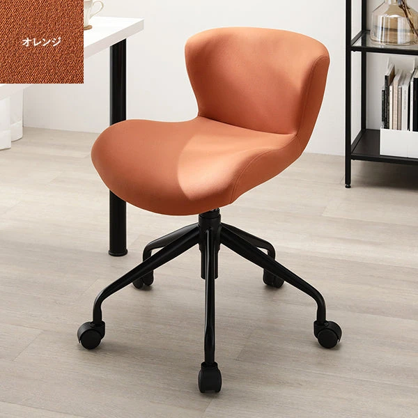 デスクチェア オレンジ（ブラック脚） スエード調生地